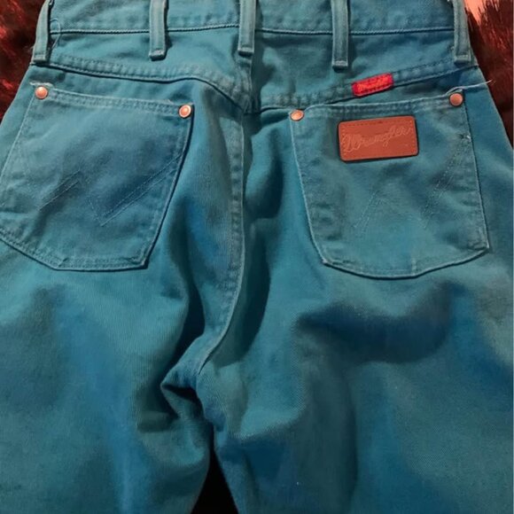 Vintage 100% Cotton Turquoise Wrangler Jeans - Picture 2 of 15